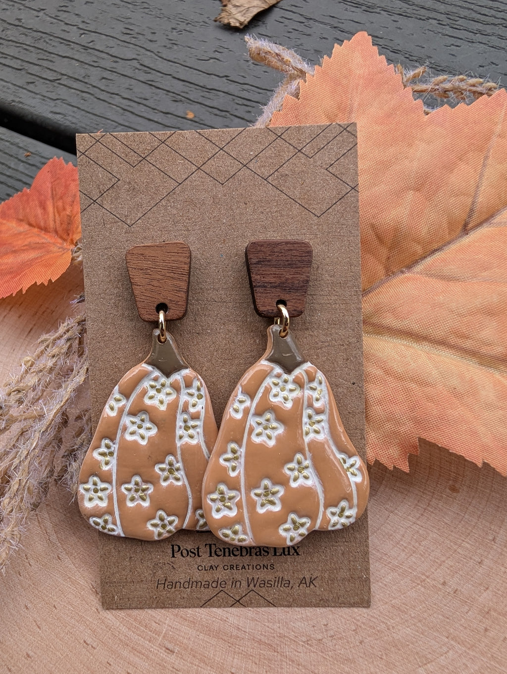 "Gourd-geous" Floral Pumpkin Earrings