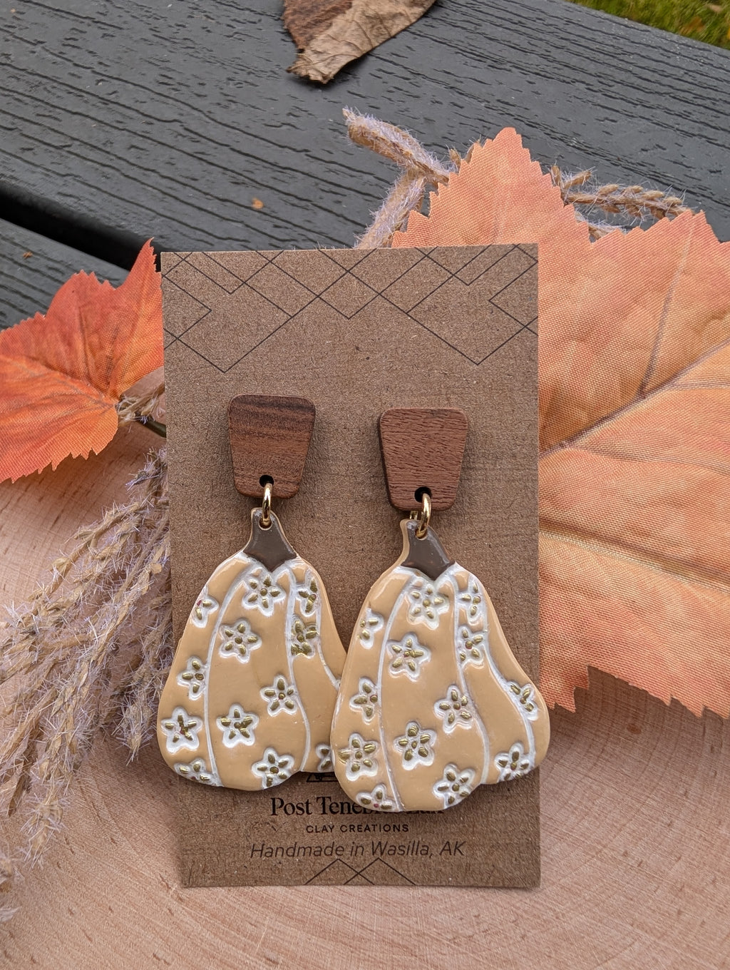 "Gourd-geous" Floral Pumpkin Earrings