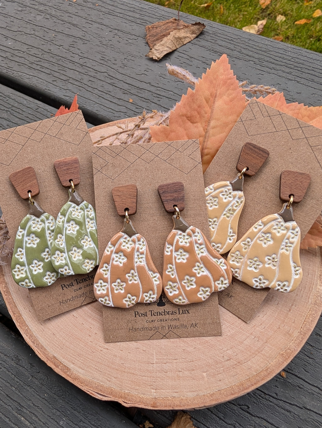 "Gourd-geous" Floral Pumpkin Earrings