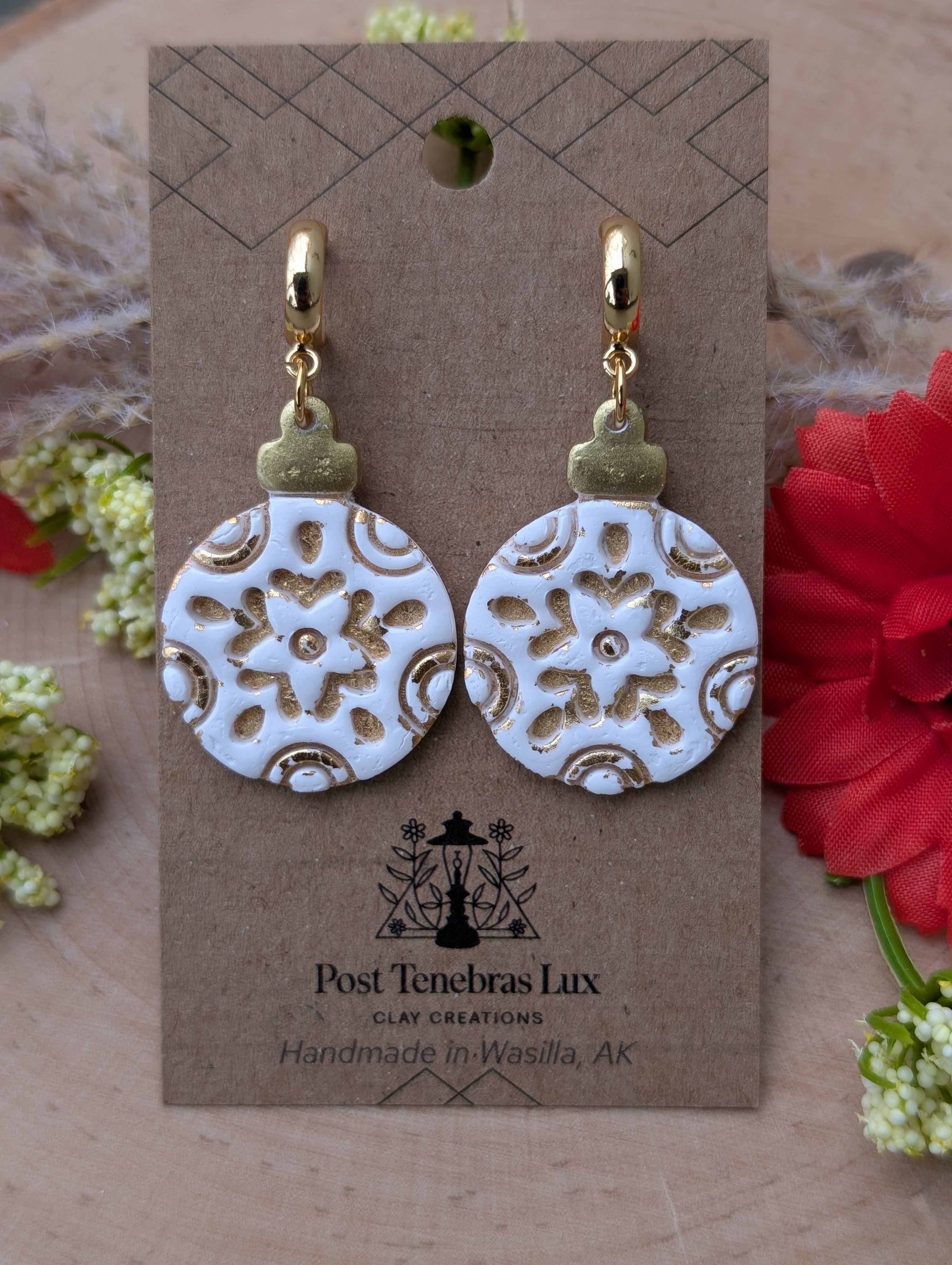 "Antiqued" Christmas Ornament Earrings