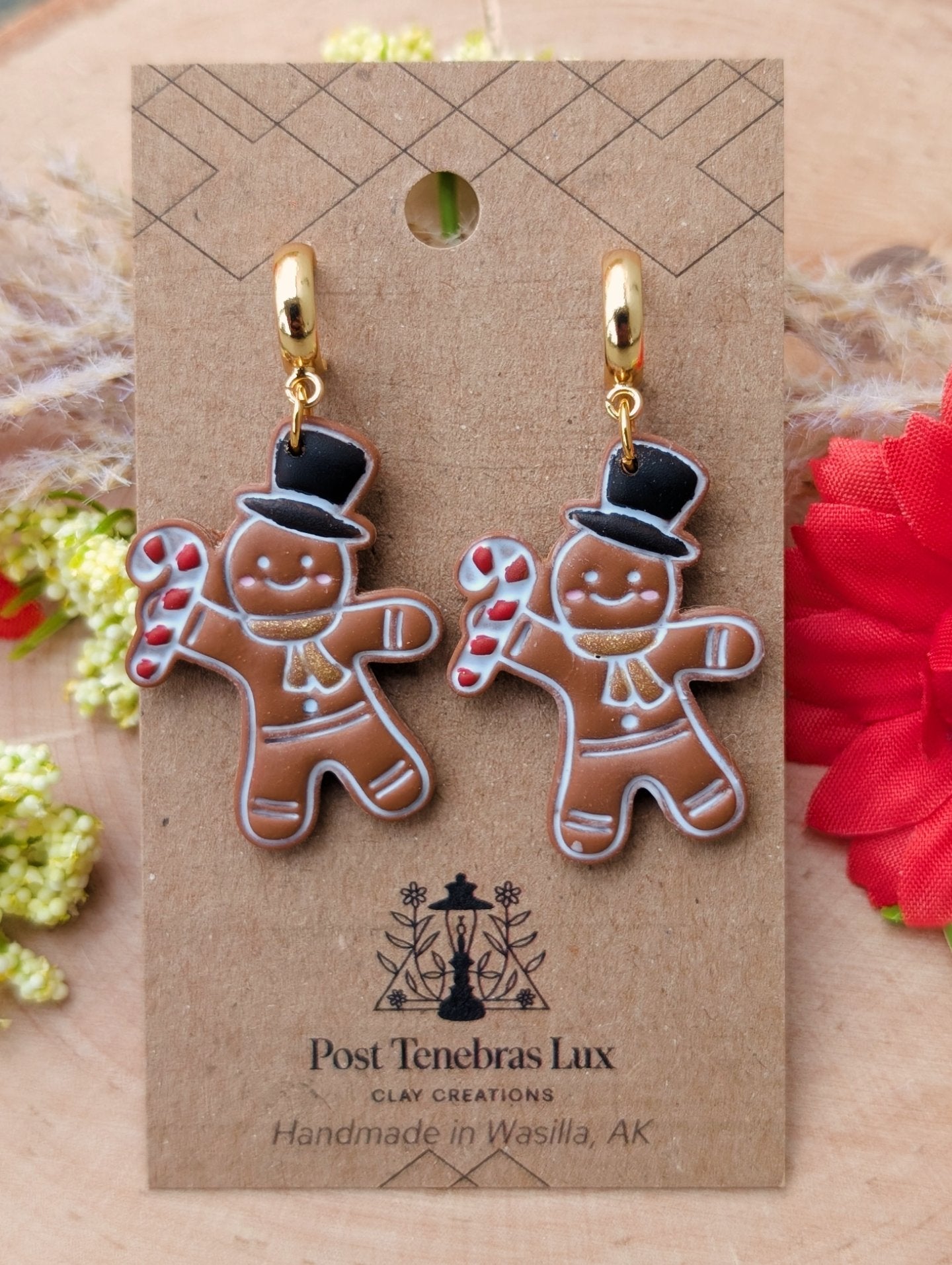 Top-Hat Gingerbread Man Earrings