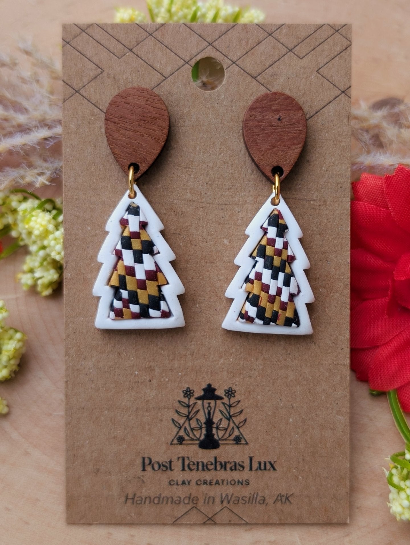 Bargello Christmas Tree Earrings