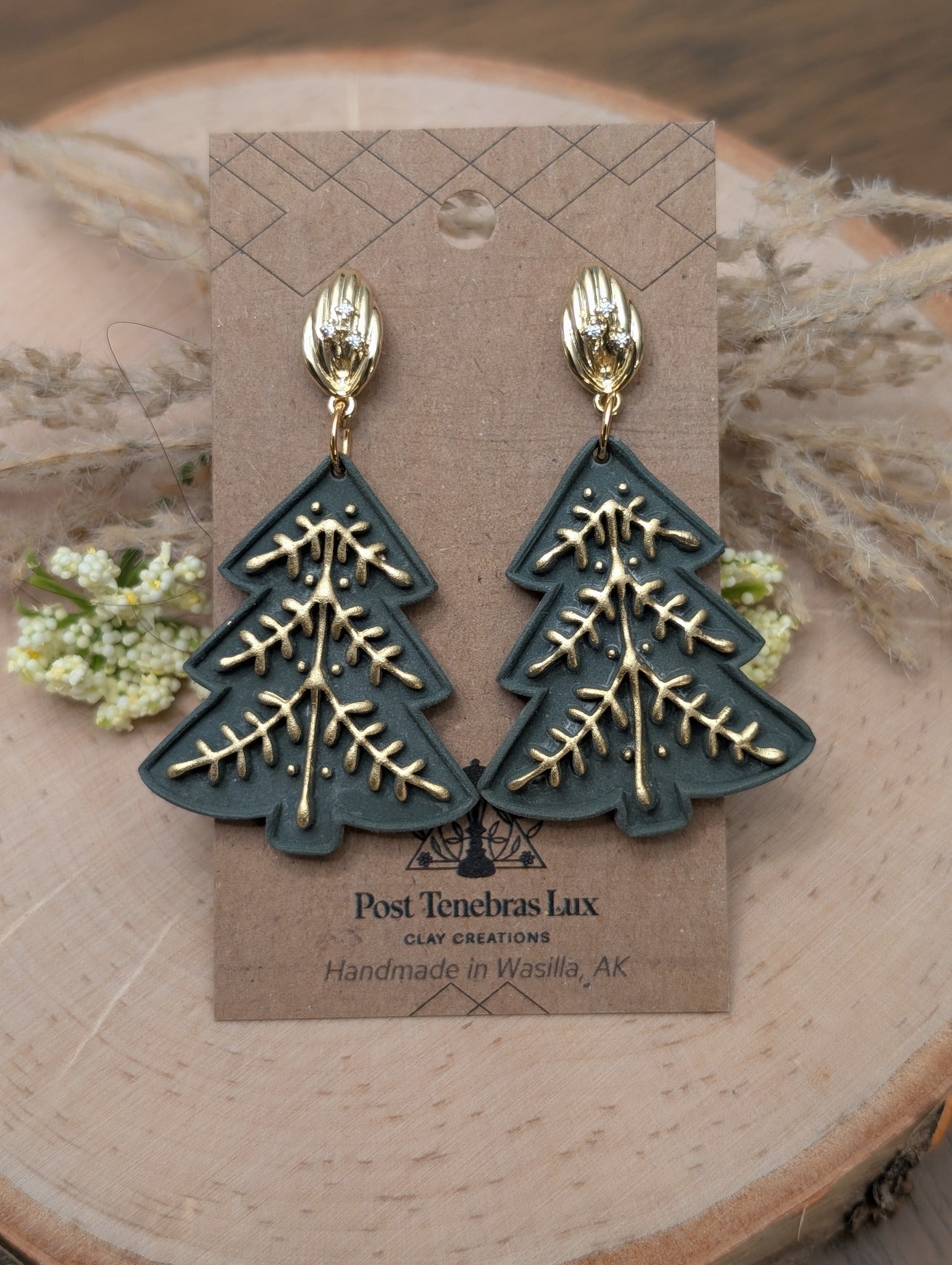 Boho Christmas Tree Earrings