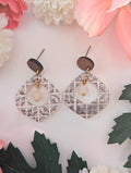 Gray Boho Tile Bead Earrings